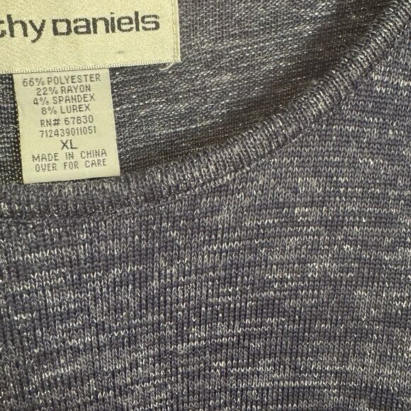 Women's Cathy Daniels Pullover Sweater Top Navy Blue w/SilverSparkle Size XL - Picture 4 of 11